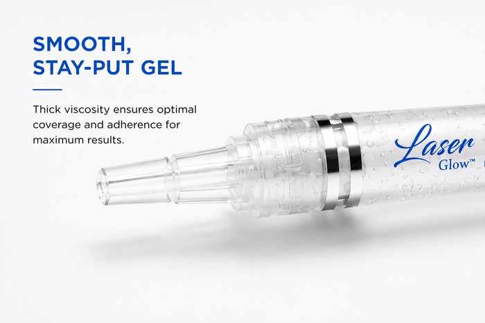 Professional 25% hydrogen peroxide teeth whitening gel close-up