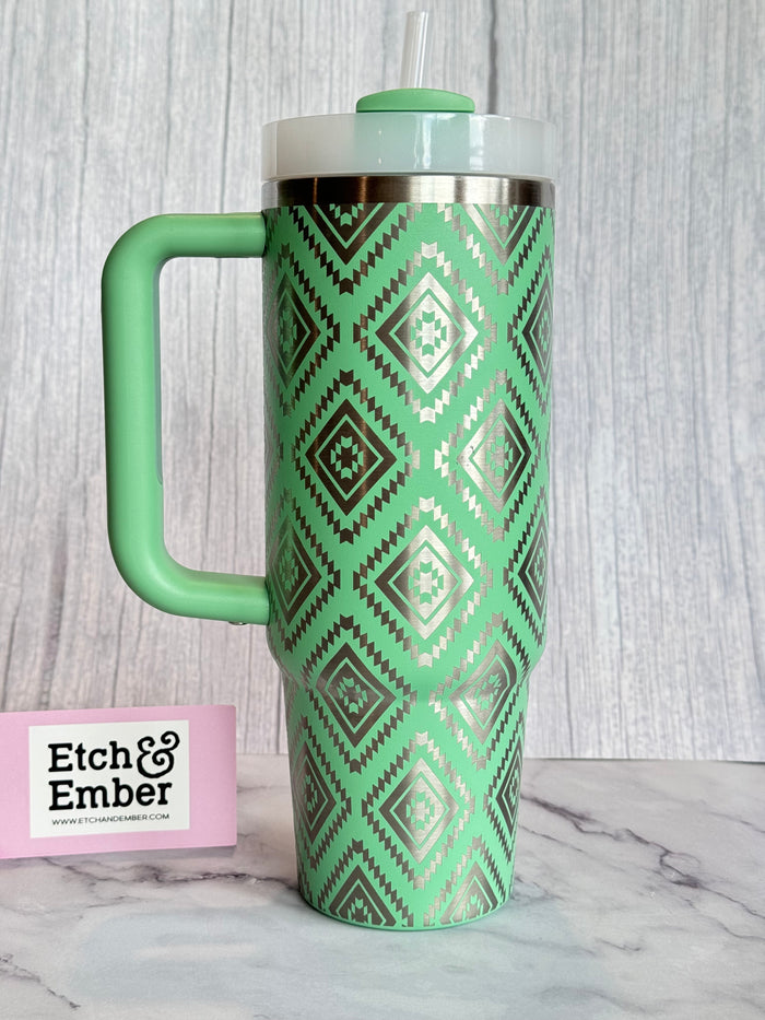 Aztec Engraved Stanley 30oz- Ready to Ship- Jade