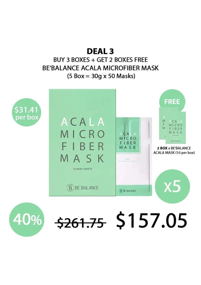 (BUY 3+2 FREE GREEN) BE'BALANCE ACALA MICROFIBER MASK