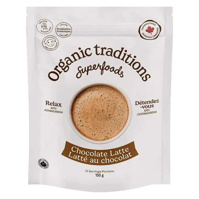 Package of Organic Traditions Chocolate Latte 150g