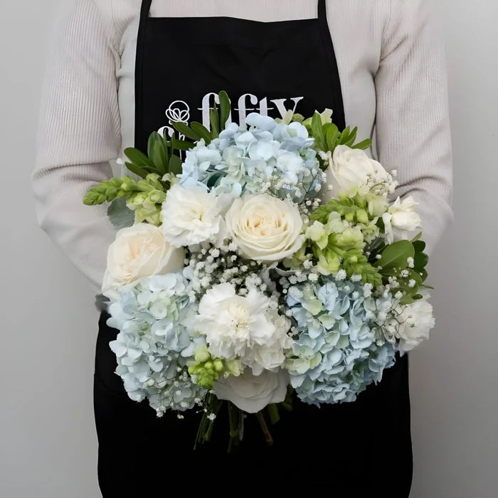 Coastal Vibes Blue Flower Bouquet Apron - Image
