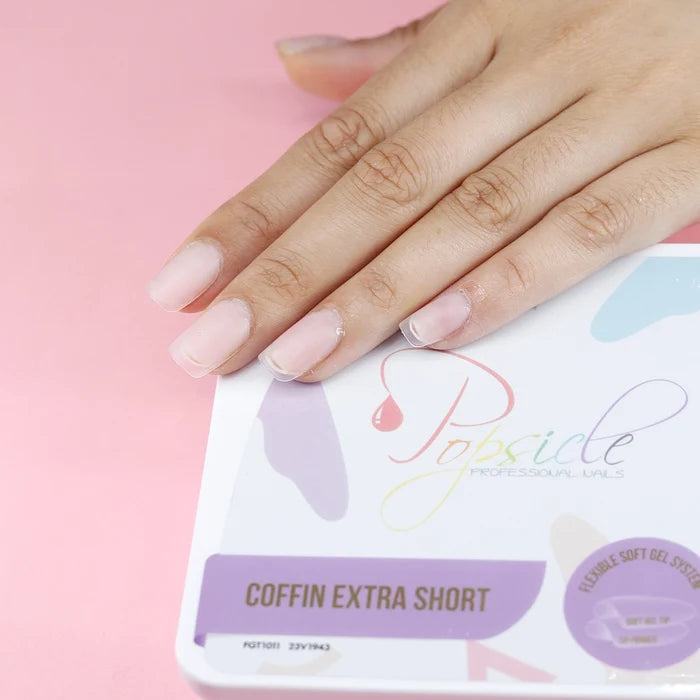 Coffin Extra Short Pre-Etched Full Cover Flexi Gel Soft Gel Tips