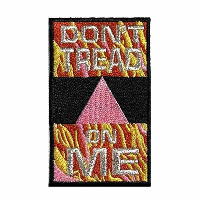"don't tread on me" anonymous queer pink triangle fire flame patch