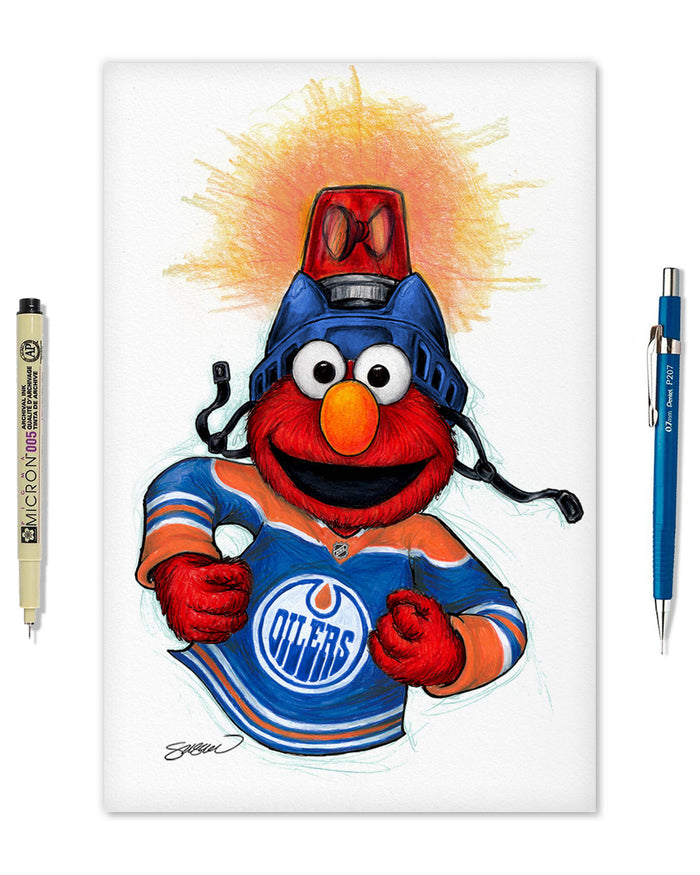 Elmo Loves Goals! x NHL Oilers Limited Edition Art Print