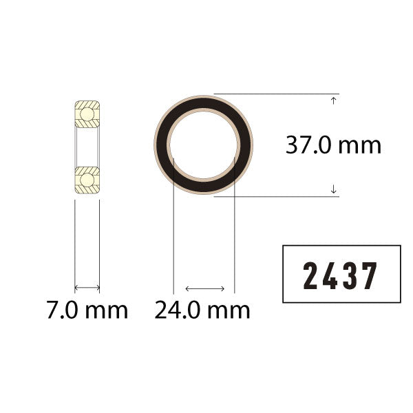 Enduro 24x37 Ceramic Hybrid Sealed Bearing Dimensions