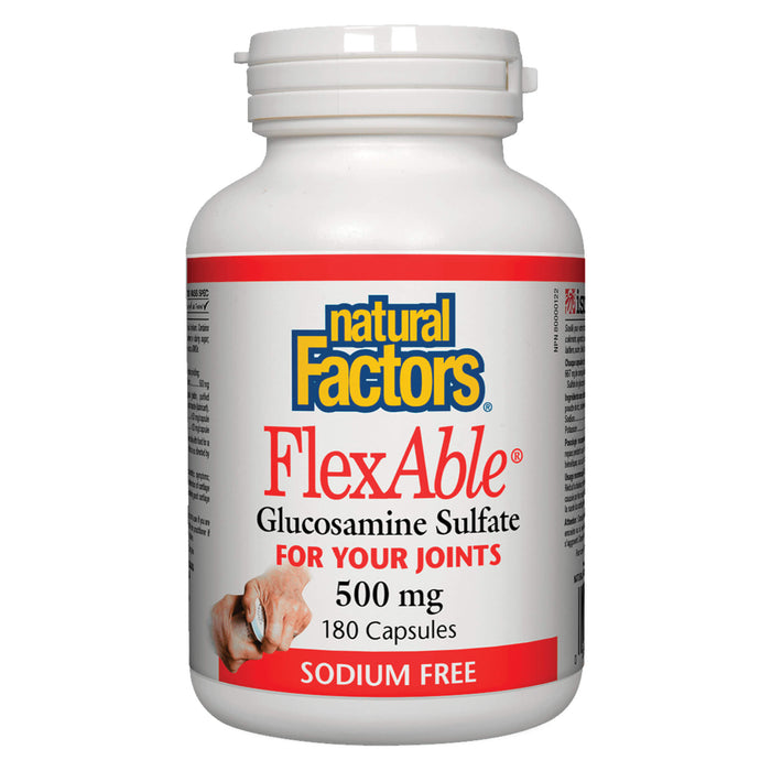 Bottle of Natural Factors - FlexAble™ GLS 500 mg 180 Capsules | Optimum Health Vitamins, Canada