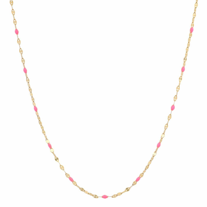 Gold vermeil chain necklace with pink enamel stations