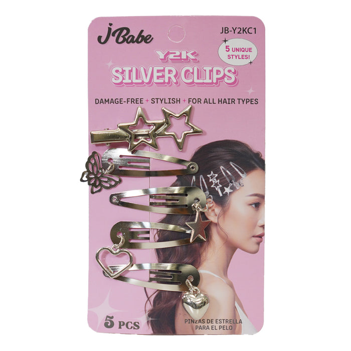 J Babe Y2K Sliver Clips 5pcs