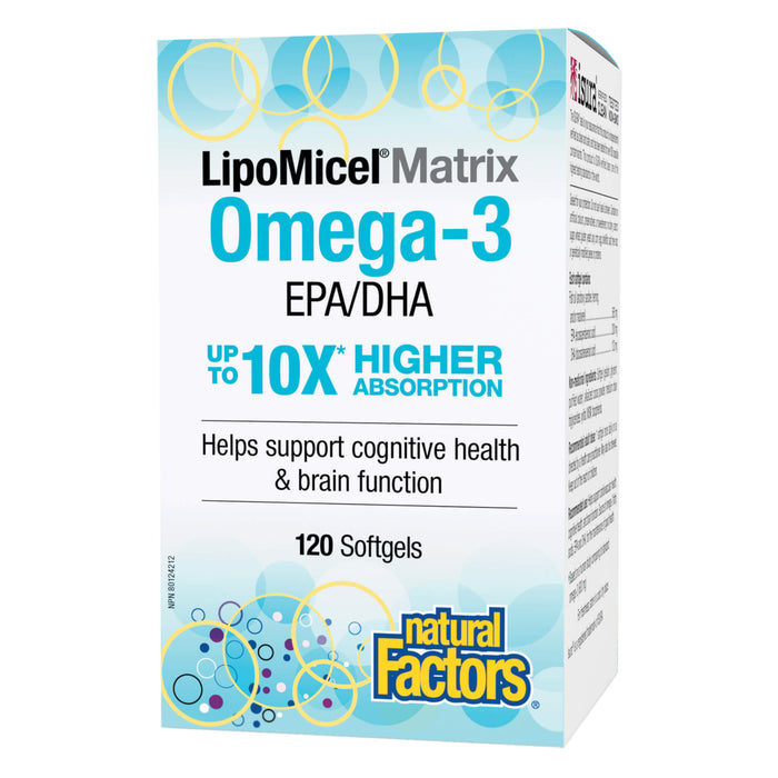 Box of Natural Factors LipoMicel Matrix Omega-3 120 Softgels
