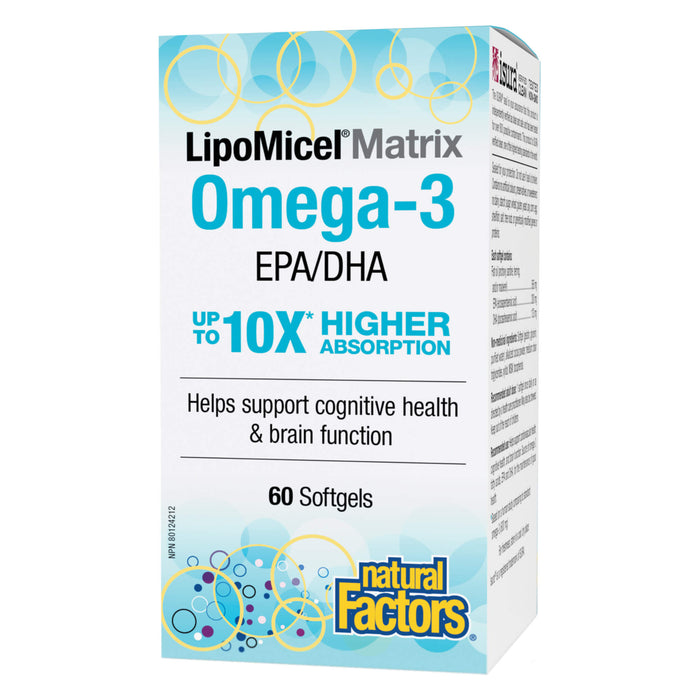 Box of Natural Factors LipoMicel Matrix Omega-3 60 Softgels