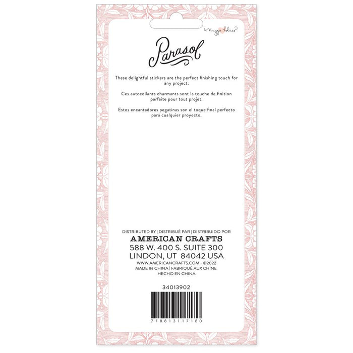 Maggie Holmes - Puffy Stickers - 71/Pkg - Parasol. Stickers add the perfect finishing touch to your paper projects. Stickers can be a fun embellishment, a whimsical accent or add elegant polish to scrapbook pages, greeting cards, mixed media and more. Available at Embellish Away located in Bowmanville Ontario Canada.