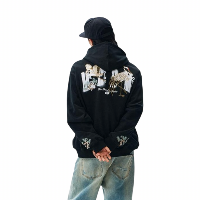 MEDM Crane Hoodie Black White