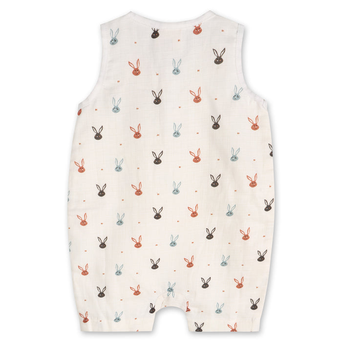 Mini Bunnies Baby Short Button Romper (Organic Muslin)