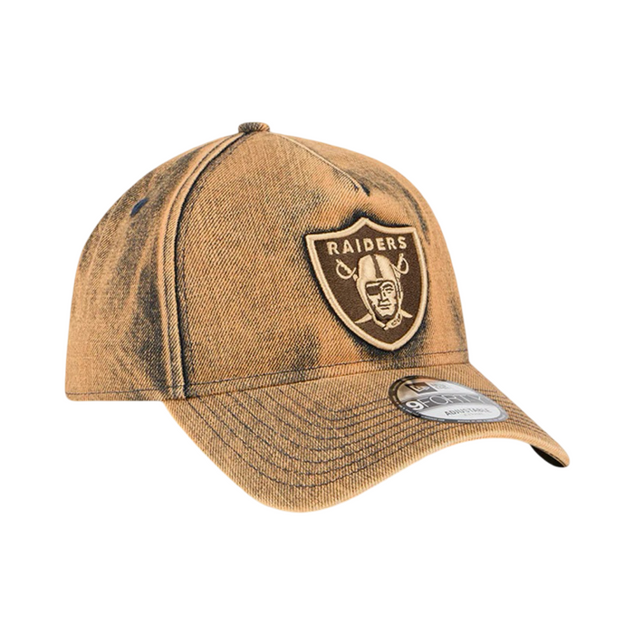 New Era 9Forty A-Frame Overwash Denim Las Vegas Raiders Bronze Gold Snapback Cap