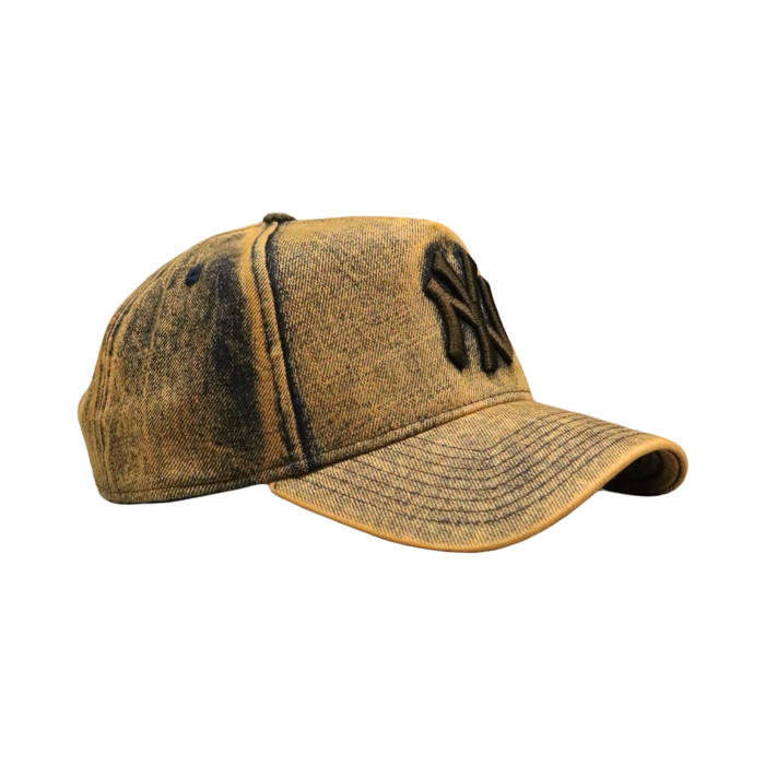 New Era 9Forty A-Frame Overwash Denim New York Yankees Bronze Gold Snapback Cap