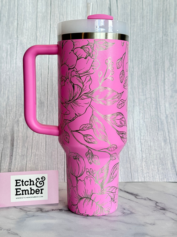 Peony Engraved Stanley 40oz- Ready to Ship