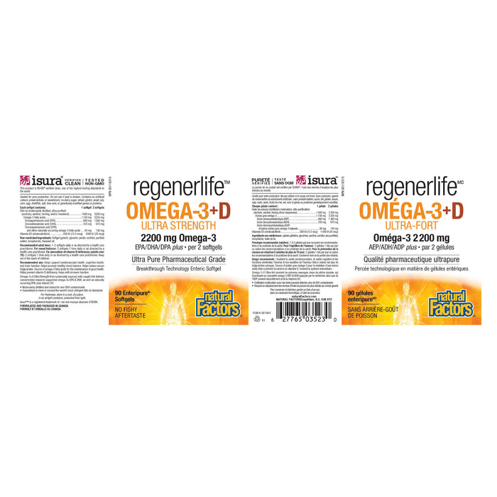 Natural Factors RegenerLife Ultimate Strength Omega-3 w/ Vitamin D3 Label