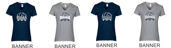 Sierra VOLLEYBALL Ladies Short Sleeve Tee- 4 Designs- Matte or Glitter