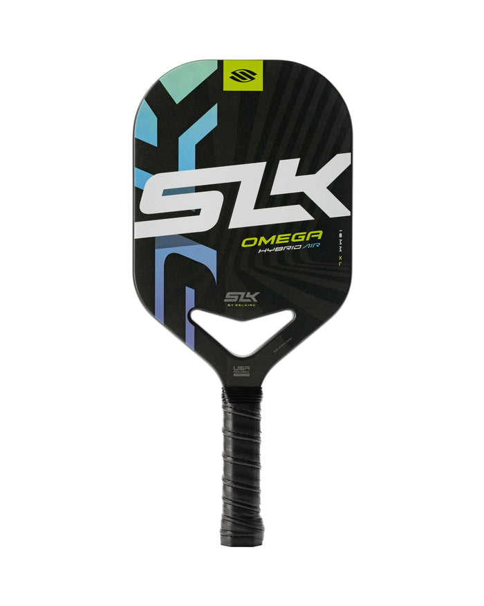 SLK OMEGA Hybrid Air - XL pickleball paddle featuring a unique throat design