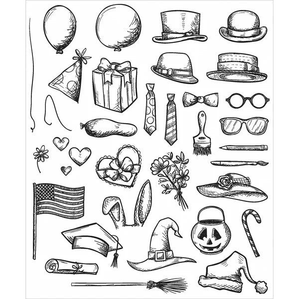 Stampers Anonymous - Tim Holtz - Cling Stamps - Crazy Things. Available at Embellish Away located in Bowmanville Ontario Canada.