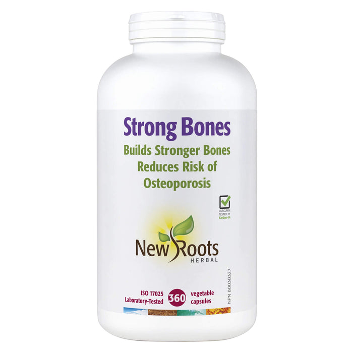 Bottle of New Roots Strong Bones 360 Vegetable Capsules