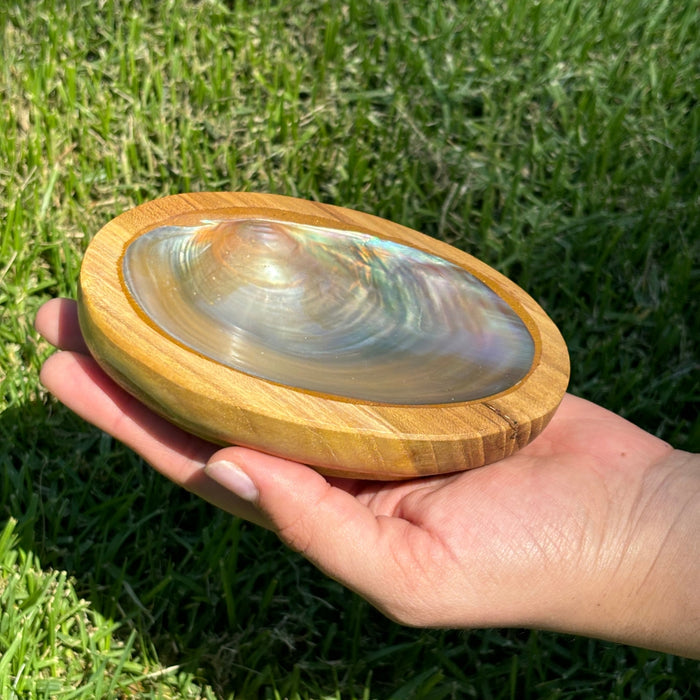 Wood Bowl with Shell - Natural