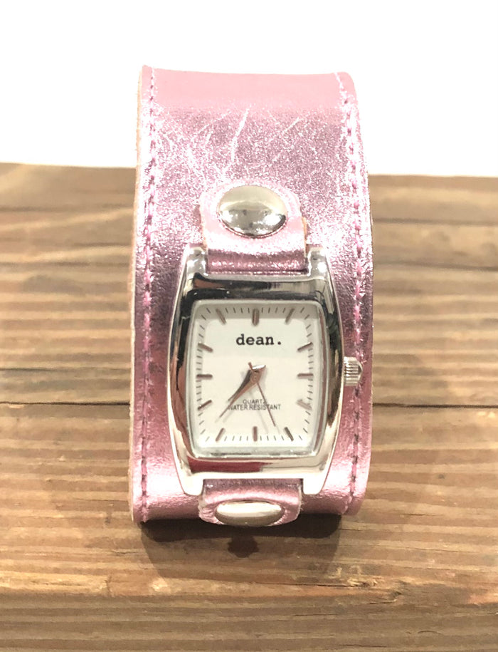 pink metallic lamb skin