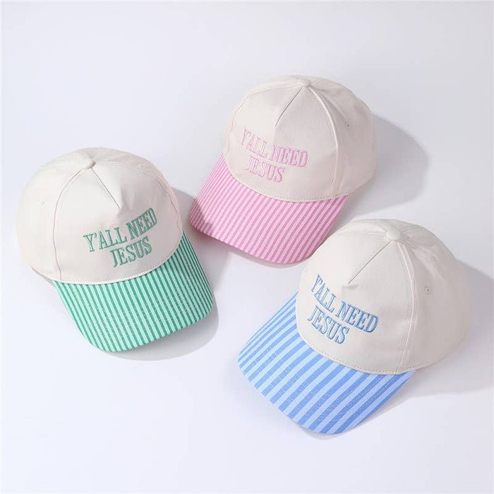 "Y'all Need Jesus" Stripe Baseball Cap | Pink