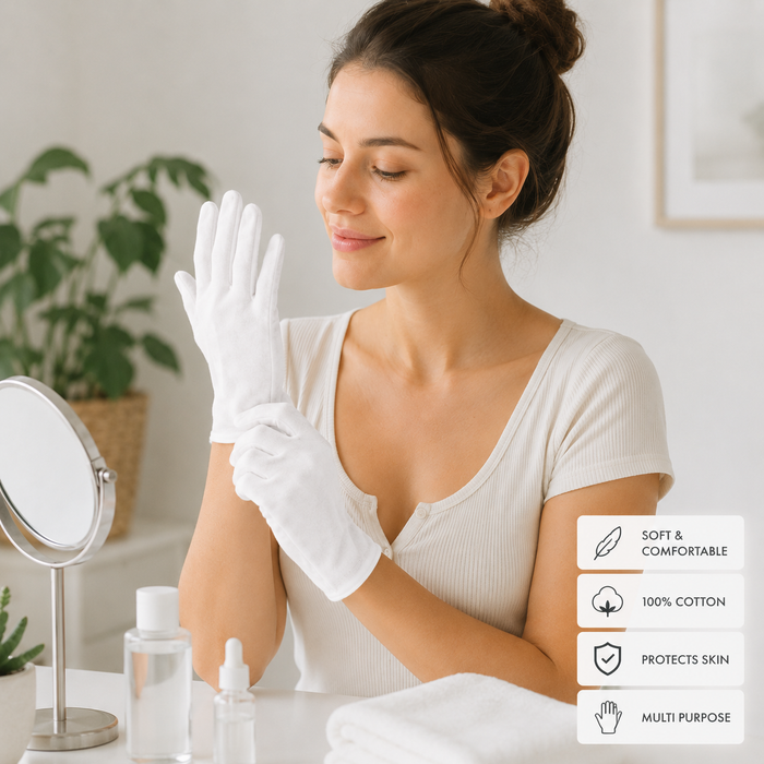 100% Cotton Moisturizing Gloves – Soft Overnight Hand Care Gloves (2 Pairs) 🇬🇧