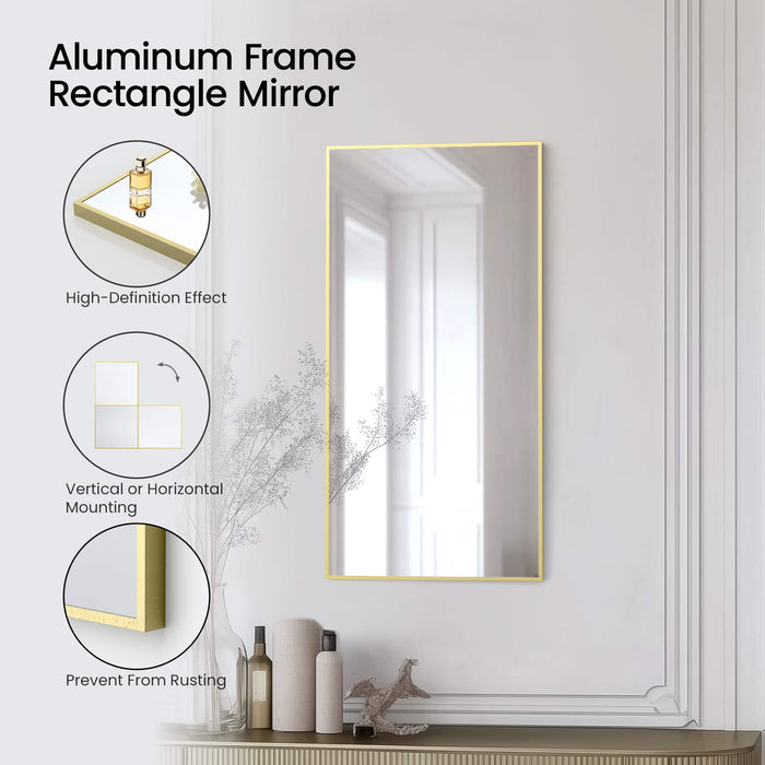 18" x 36" Shatterproof Wall Mount Metal Frame Mirror - FM1-1836