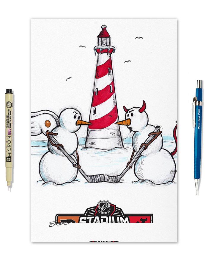 2024 NHL Stadium Series Sketch Limited Edition Art Prints - NJD vs PHL