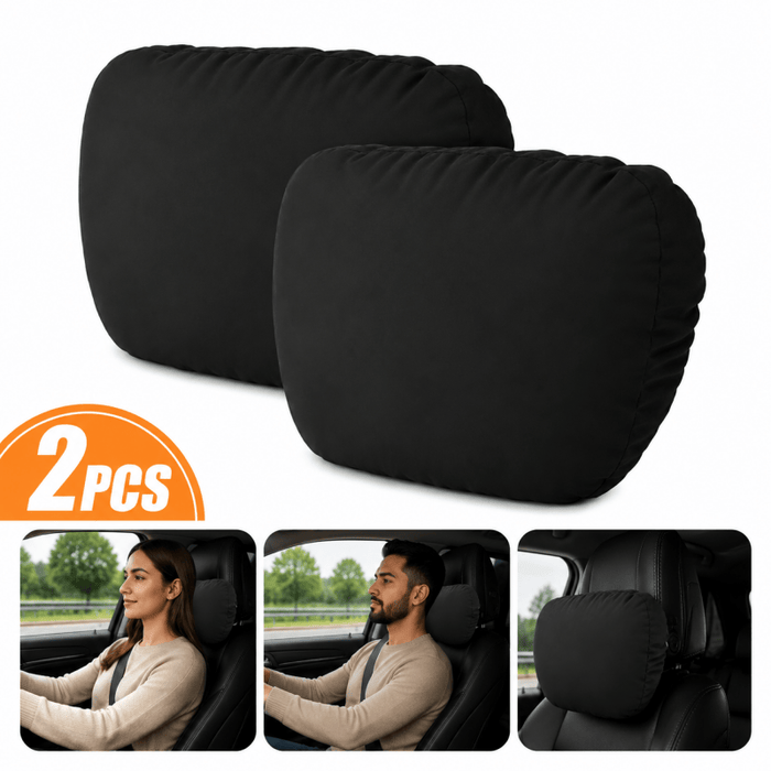 2Pack Black Car Headrest Pillow Neck Support Cushion Ergonomic Driving Comfort Pad 🇬🇧