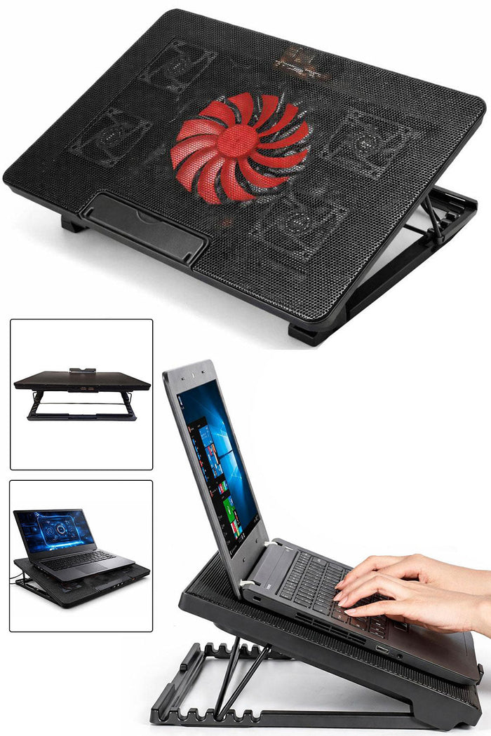 5 Fan Laptop Cooling Pad – Adjustable USB Laptop Stand 🇬🇧