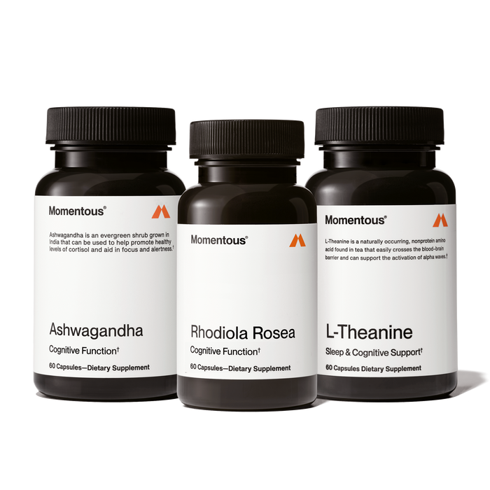 Adaptogen Stack which includes Ashwagandha, Rhodiola Rosea, and L-Theanine