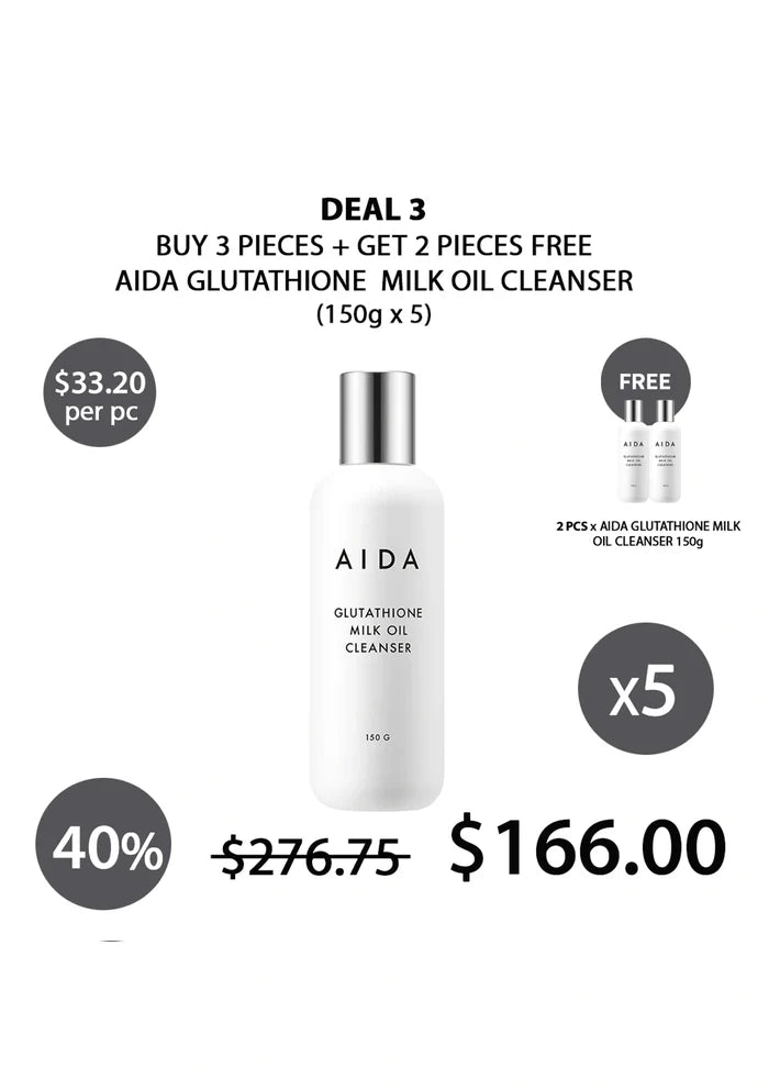 (BUY 3+2 FREE) AIDA GLUTATHIONE MILK OIL CLEANSER