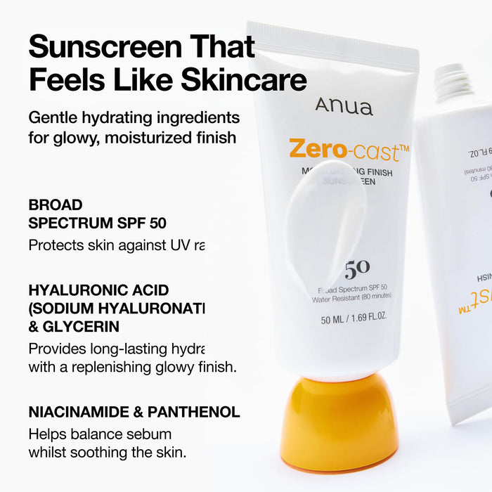 Anua Zero Cast Moisturizing Finish Sunscreen 1.69oz/ 50ml