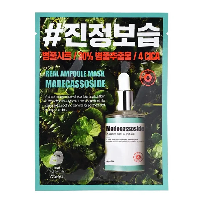 A'PIEU Real Ampoule Mask Madecassoseide 5+1 Special Set بكج يحتوي 6 ماسكات ورقية من ايبيو