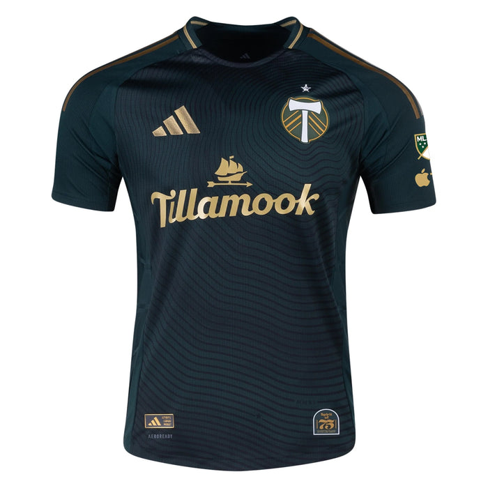 adidas Hunter Sulte Portland Timbers Authentic Home Jersey w/ MLS & Apple Patch 25/26 (Green/Gold) | SoccerWearhouse