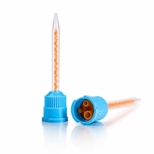 Automatic mixing tips for dual-barrel teeth whitening gel syringes