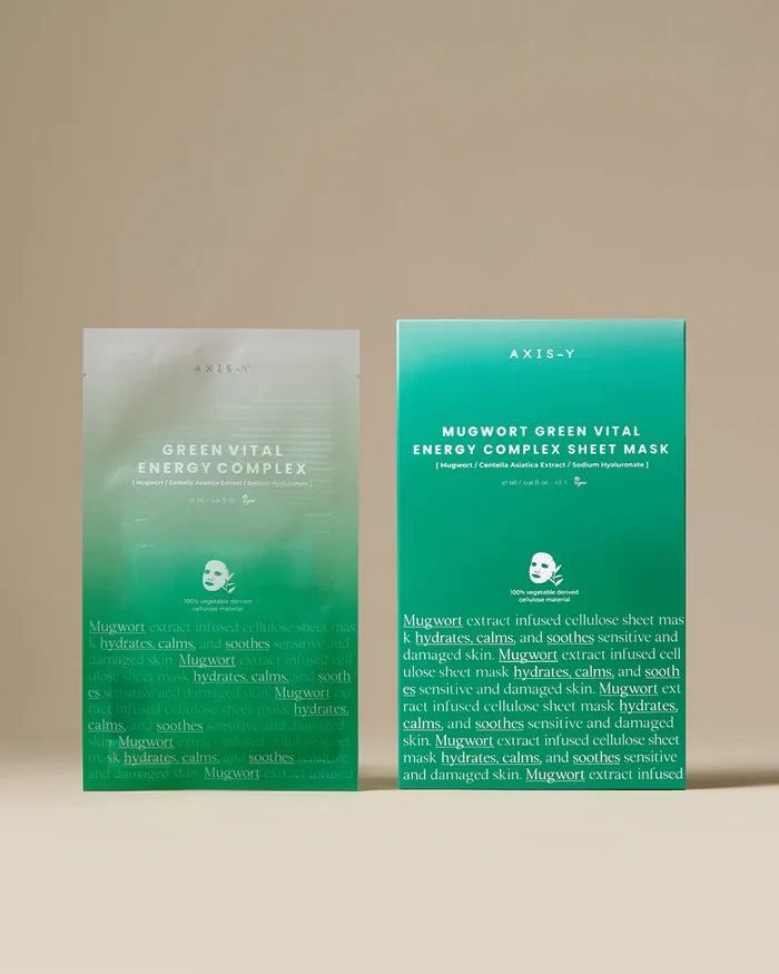 AXIS Y Mugwort Green Vital Energy Complex Sheet Mask Set بكج الاقنعة الورقية من اكسز واي