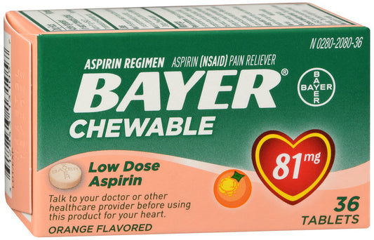 Bayer Aspirin 81mg Chewable Tablets 36 CT