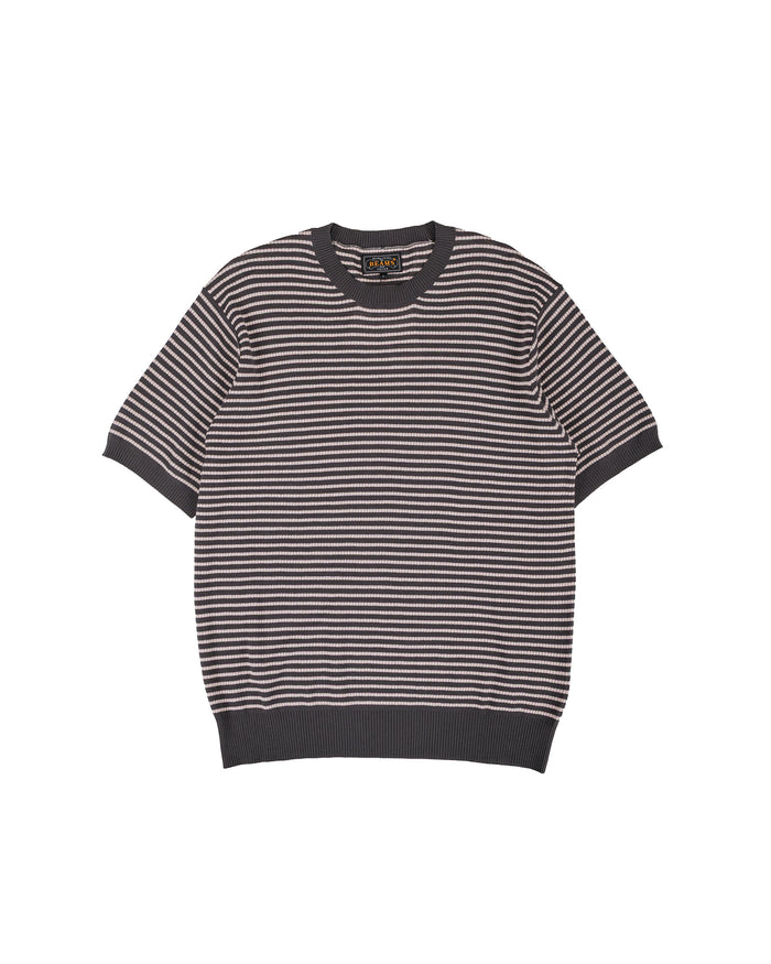 lost & found Beams Plus Beams Plus Knit Tee Dot Pattern Jacquard Charcoal Grey
