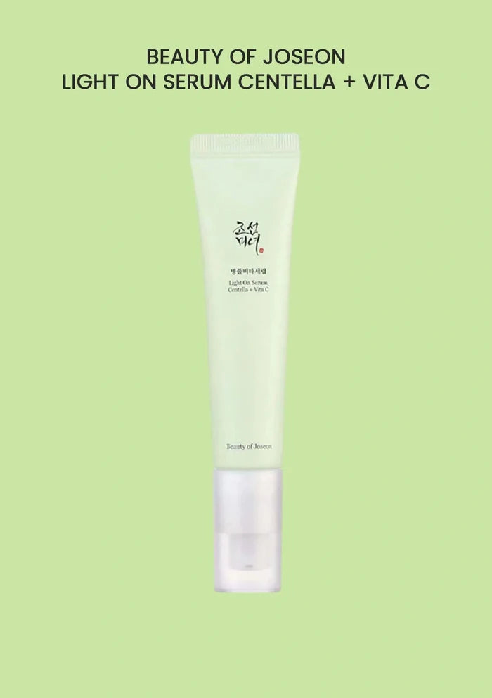 Beauty of Joseon Light On Serum Centella + Vita C on a green background