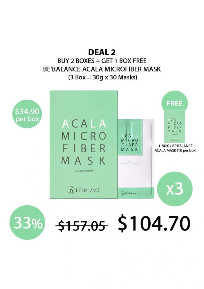 (BUY 2+1 FREE GREEN) BE'BALANCE ACALA MICROFIBER MASK