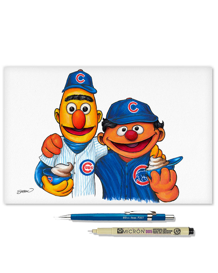 Bert and Ernie x MLB Cubs Limited Edition Art Print