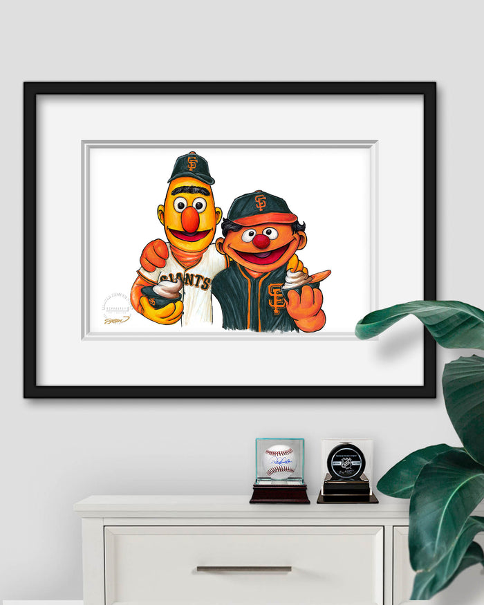 Bert and Ernie x MLB Giants Limited Edition Art Print