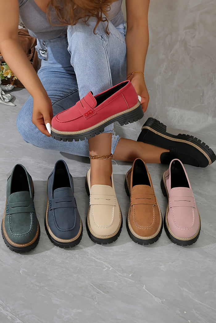 Black Faux Suede Slip-on Chunky Loafers 🇺🇸
