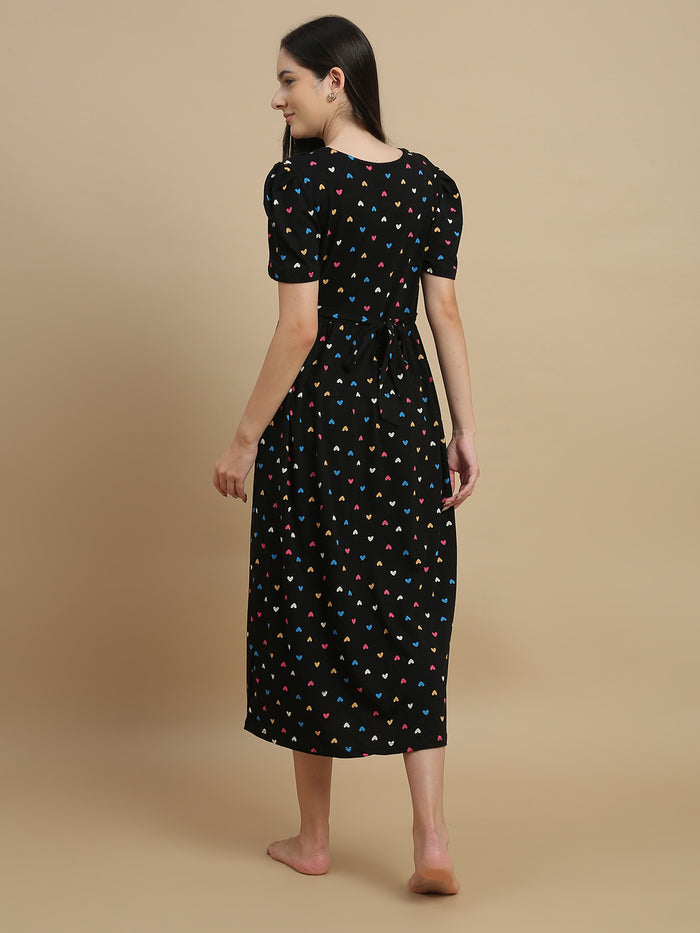 Black sweetheart feeding friendly maternity nighty online