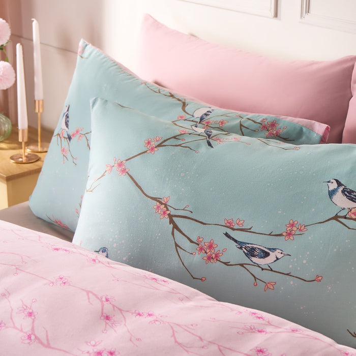 Blossom Bird Duvet Set - Duck Egg 🇬🇧