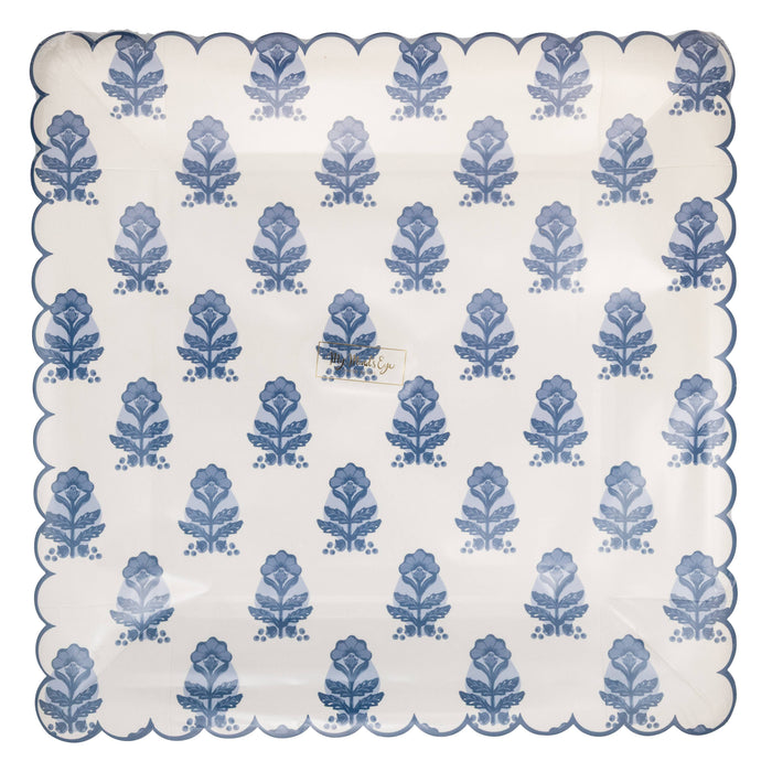 Blue Flower Block Print 10" Plate
